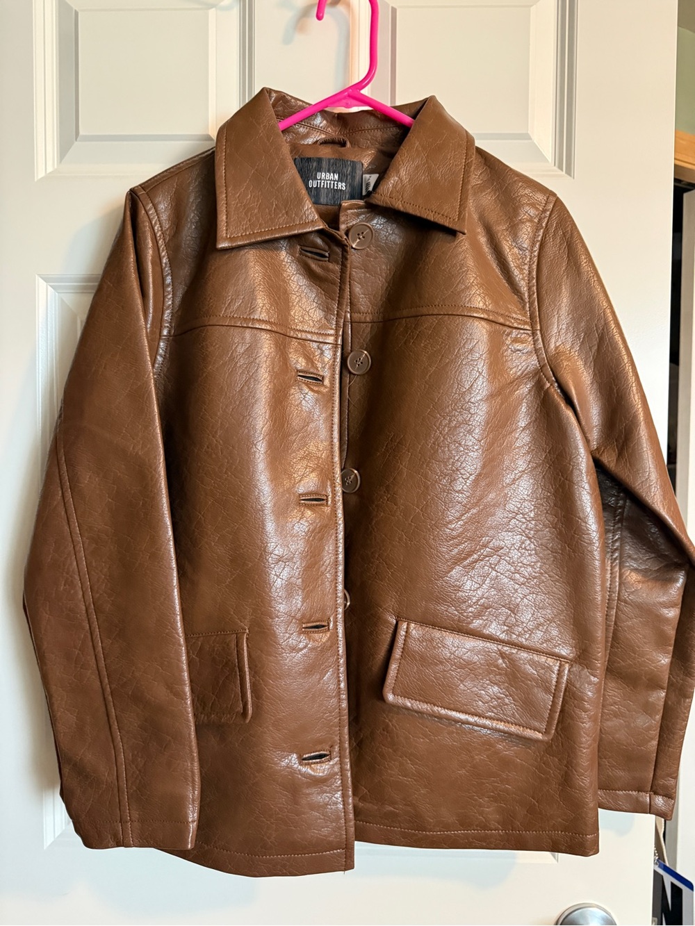 Urban Outfitters Brown Faux Leather Button Jacket